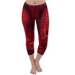 Tunnel Red Black Light Capri Winter Leggings  by Simbadda