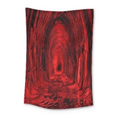 Tunnel Red Black Light Small Tapestry by Simbadda