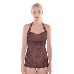 Texture Background Rust Surface Shape Boyleg Halter Swimsuit  by Simbadda