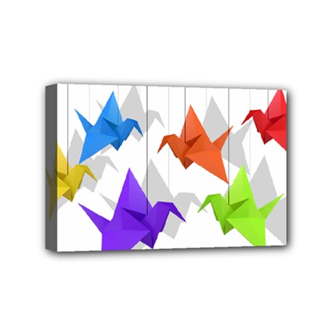 Paper Cranes Mini Canvas 6  X 4  by Valentinaart