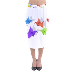 Paper Cranes Velvet Midi Pencil Skirt by Valentinaart