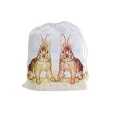 Rabbits  Drawstring Pouches (large)  by Valentinaart