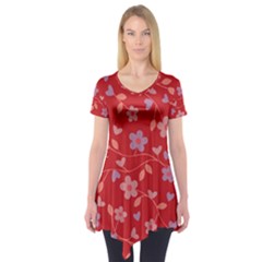 Floral Pattern Short Sleeve Tunic  by Valentinaart