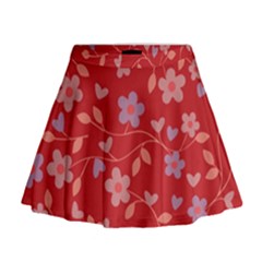 Floral Pattern Mini Flare Skirt