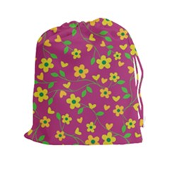 Floral Pattern Drawstring Pouches (xxl) by Valentinaart