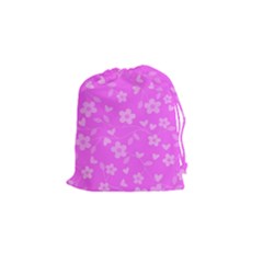 Floral Pattern Drawstring Pouches (small)  by Valentinaart