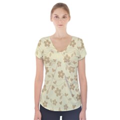 Floral Pattern Short Sleeve Front Detail Top by Valentinaart