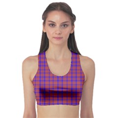 Pattern Plaid Geometric Red Blue Sports Bra by Simbadda