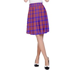 Pattern Plaid Geometric Red Blue A-line Skirt by Simbadda