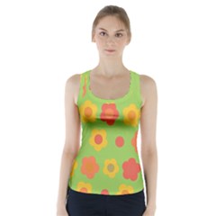 Floral Pattern Racer Back Sports Top by Valentinaart