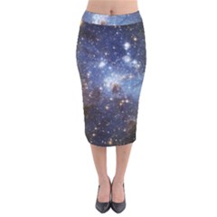 Large Magellanic Cloud Velvet Midi Pencil Skirt by SpaceShop