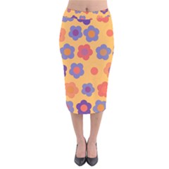 Floral Pattern Velvet Midi Pencil Skirt by Valentinaart