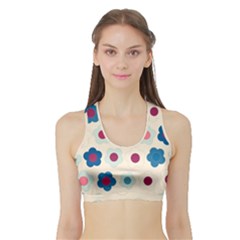 Floral Pattern Sports Bra With Border