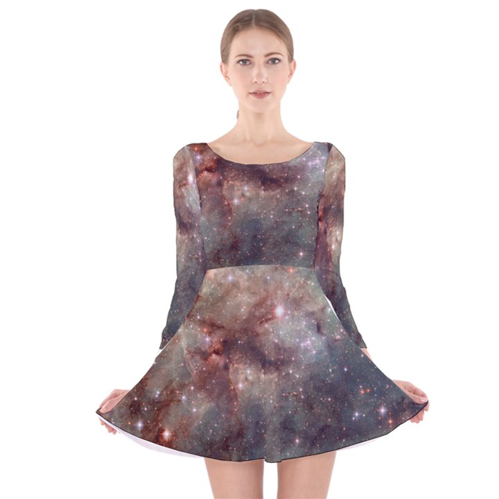 Tarantula Nebula Long Sleeve Velvet Skater Dress