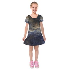 Propeller Nebula Kids  Short Sleeve Velvet Dress