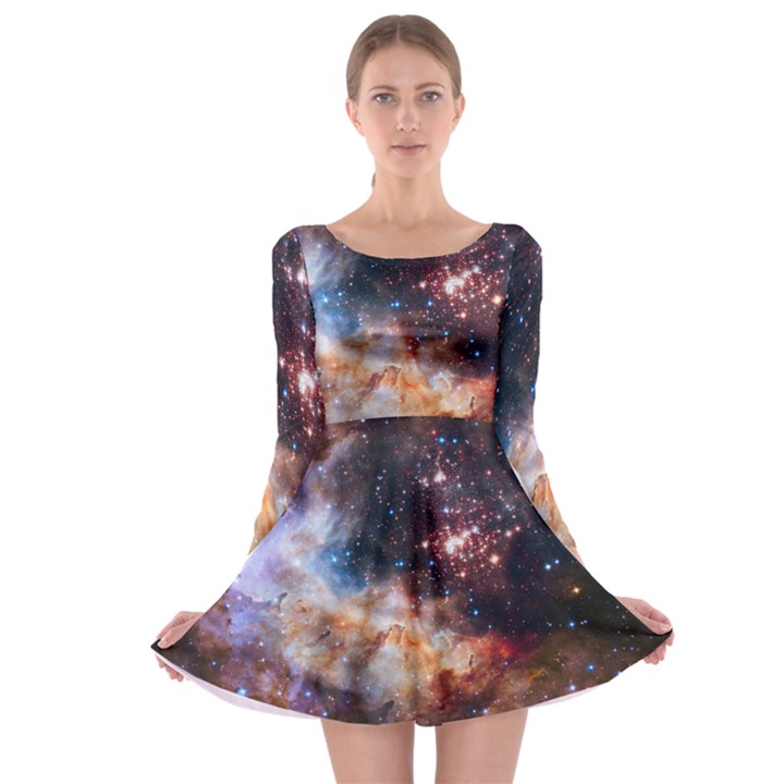 Celestial Fireworks Long Sleeve Skater Dress