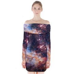 Celestial Fireworks Long Sleeve Off Shoulder Dress by SpaceShop