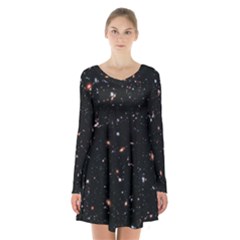 Extreme Deep Field Long Sleeve Velvet V-neck Dress