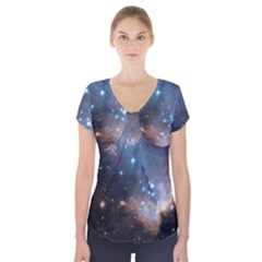 New Stars Short Sleeve Front Detail Top by SpaceShop