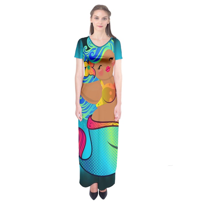 Mermaids Heaven Short Sleeve Maxi Dress