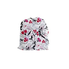 Floral Pattern Drawstring Pouches (small)  by Valentinaart