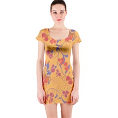 Floral Pattern Short Sleeve Bodycon Dress by Valentinaart