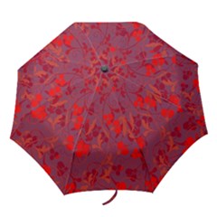 Red Floral Pattern Folding Umbrellas