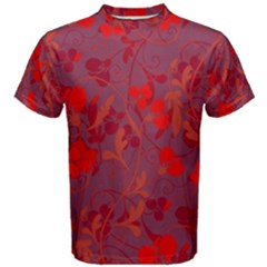 Red Floral Pattern Men s Cotton Tee by Valentinaart