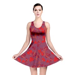 Red Floral Pattern Reversible Skater Dress by Valentinaart