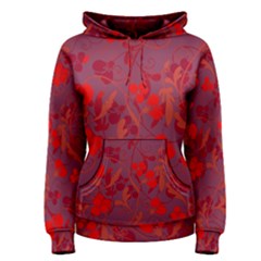 Red Floral Pattern Women s Pullover Hoodie