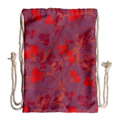 Red Floral Pattern Drawstring Bag (large) by Valentinaart