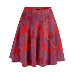 Red Floral Pattern High Waist Skirt by Valentinaart