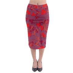 Red Floral Pattern Midi Pencil Skirt by Valentinaart