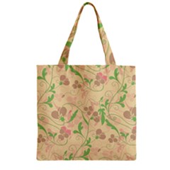 Floral Pattern Zipper Grocery Tote Bag by Valentinaart