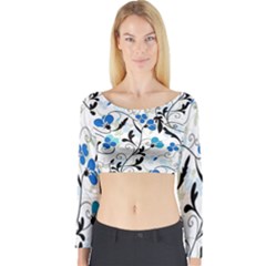 Floral Pattern Long Sleeve Crop Top by Valentinaart