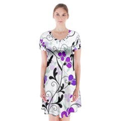 Floral Pattern Short Sleeve V-neck Flare Dress by Valentinaart