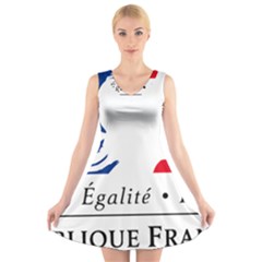 Symbol Of The French Government V-neck Sleeveless Skater Dress by abbeyz71