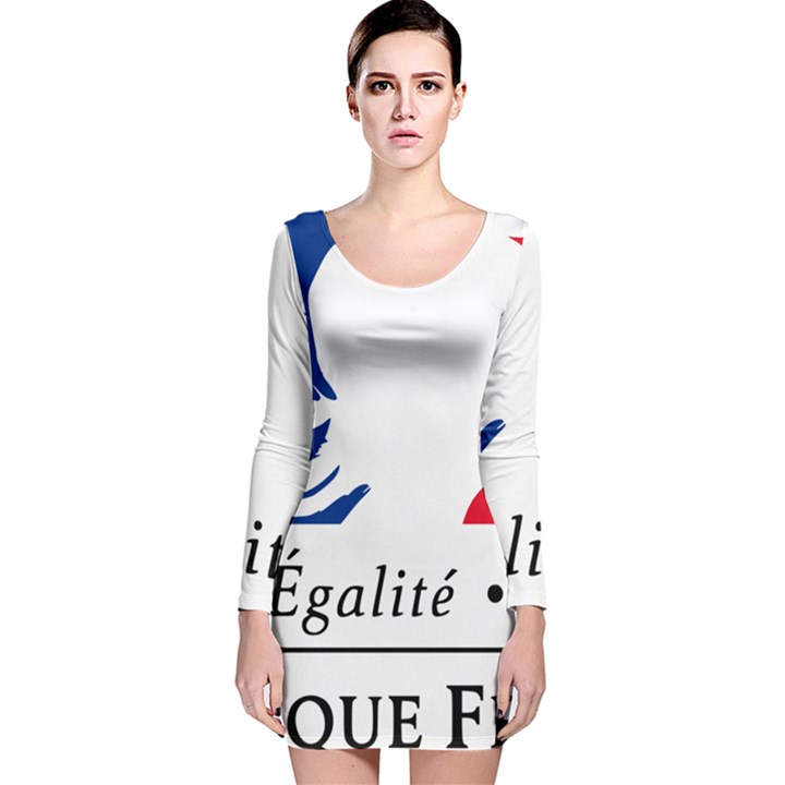 Symbol of the French Government Long Sleeve Velvet Bodycon Dress