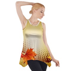 Background Leaves Dry Leaf Nature Side Drop Tank Tunic by Simbadda