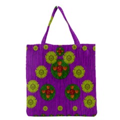 Buddha Blessings Fantasy Grocery Tote Bag by pepitasart