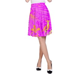 Spring Tropical Floral Palm Bird A-line Skirt by Simbadda