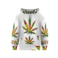 Marijuana Leaf Bright Graphic Kids  Zipper Hoodie by Simbadda