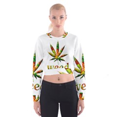 Marijuana Leaf Bright Graphic Women s Cropped Sweatshirt by Simbadda