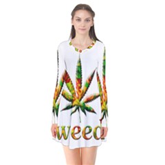 Marijuana Leaf Bright Graphic Flare Dress by Simbadda