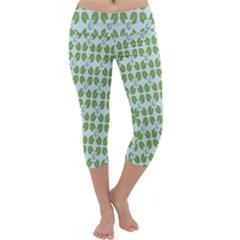 Leaf Flower Floral Green Capri Yoga Leggings