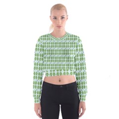 Leaf Flower Floral Green Women s Cropped Sweatshirt by Alisyart