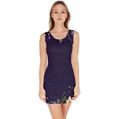 Spring Wind Flower Floral Leaf Star Purple Green Frame Sleeveless Bodycon Dress