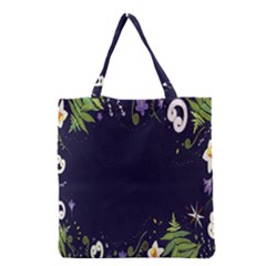 Spring Wind Flower Floral Leaf Star Purple Green Frame Grocery Tote Bag