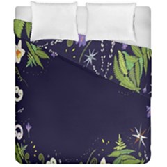 Spring Wind Flower Floral Leaf Star Purple Green Frame Duvet Cover Double Side (california King Size) by Alisyart