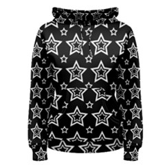 Star Black White Line Space Women s Pullover Hoodie by Alisyart